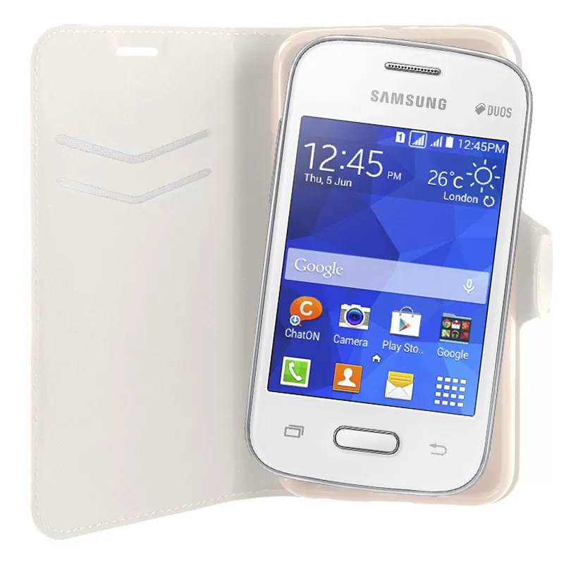 VOLTE-TEL ΘΗΚΗ SAMSUNG POCKET 2 G110 LINE LEATHER-TPU BOOK STAND WHITE - Image 4