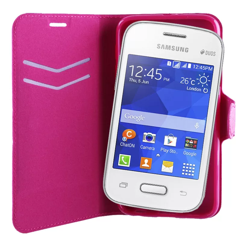 VOLTE-TEL ΘΗΚΗ SAMSUNG POCKET 2 G110 LINE LEATHER-TPU BOOK STAND PINK - Image 4