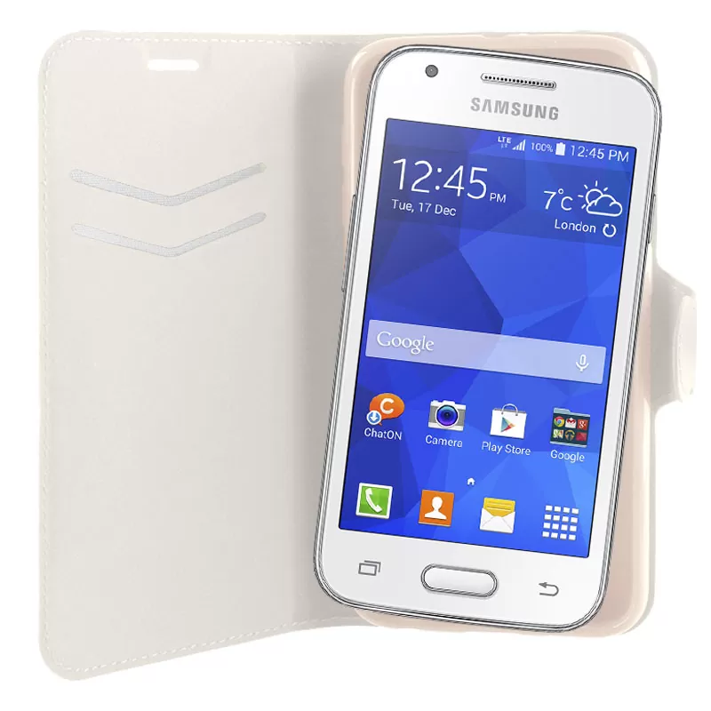VOLTE-TEL ΘΗΚΗ SAMSUNG ACE 4 G357 LINE LEATHER-TPU BOOK STAND WHITE - Image 4