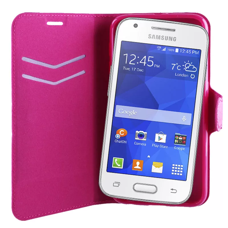 VOLTE-TEL ΘΗΚΗ SAMSUNG ACE 4 G357 LINE LEATHER-TPU BOOK STAND PINK - Image 4
