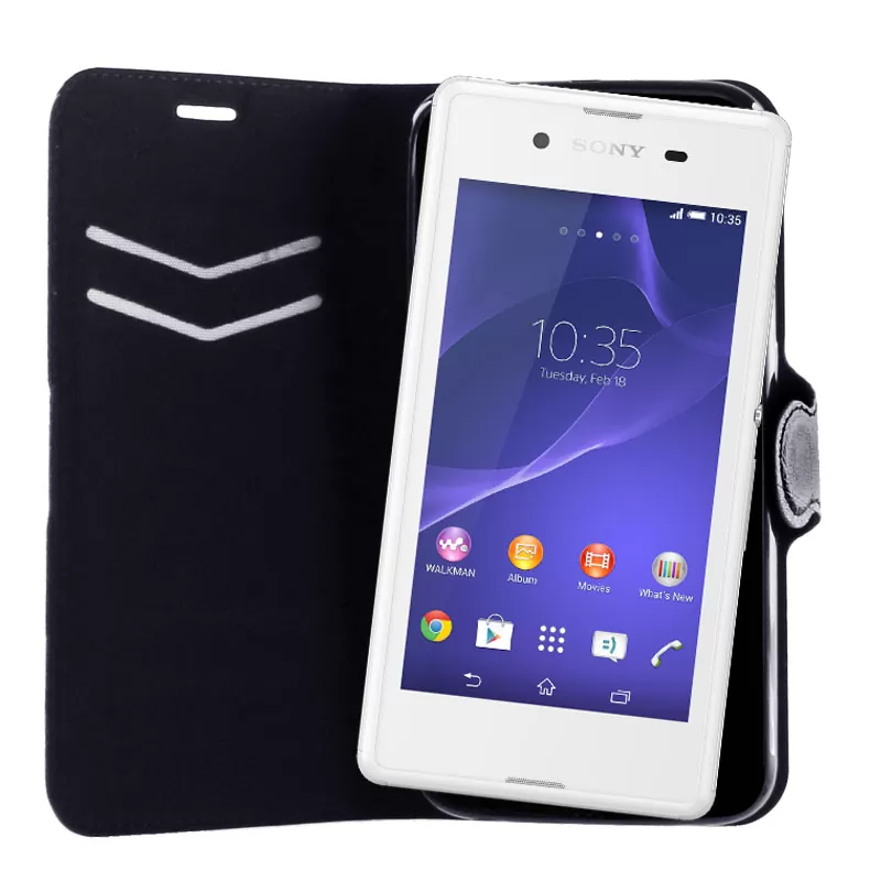 VOLTE-TEL ΘΗΚΗ SONY XPERIA E3 D2202 LINE LEATHER-TPU BOOK STAND BLACK - Image 4