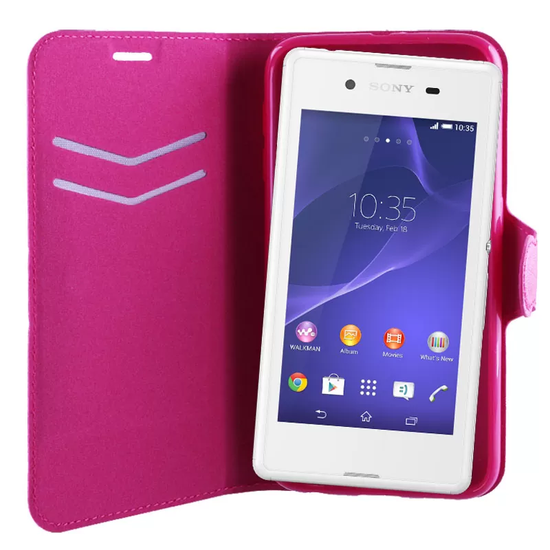 VOLTE-TEL ΘΗΚΗ SONY XPERIA E3 D2202 LINE LEATHER-TPU BOOK STAND PINK - Image 4
