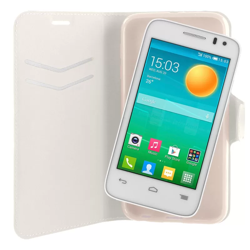 VOLTE-TEL ΘΗΚΗ ALCATEL POP D3 4037 LINE LEATHER-TPU BOOK STAND WHITE - Image 4