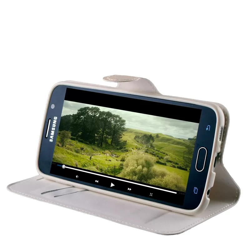 VOLTE-TEL ΘΗΚΗ SAMSUNG S6 G920 LINE LEATHER-TPU BOOK STAND WHITE - Image 2