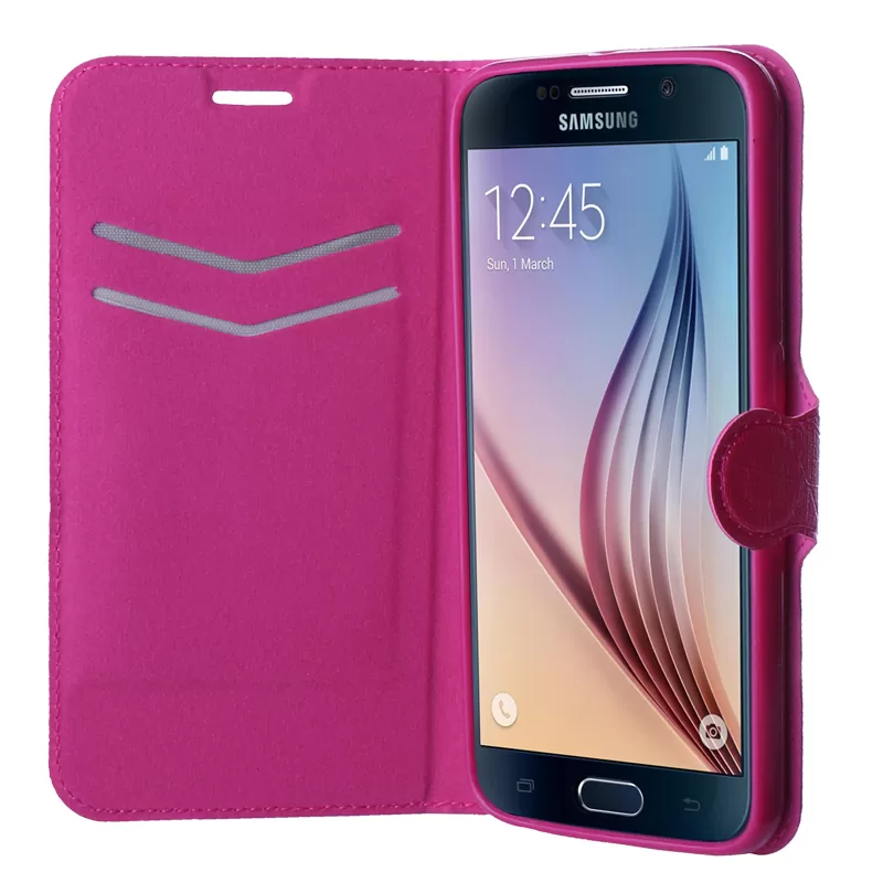 VOLTE-TEL ΘΗΚΗ SAMSUNG S6 G920 LINE LEATHER-TPU BOOK STAND PINK - Image 3