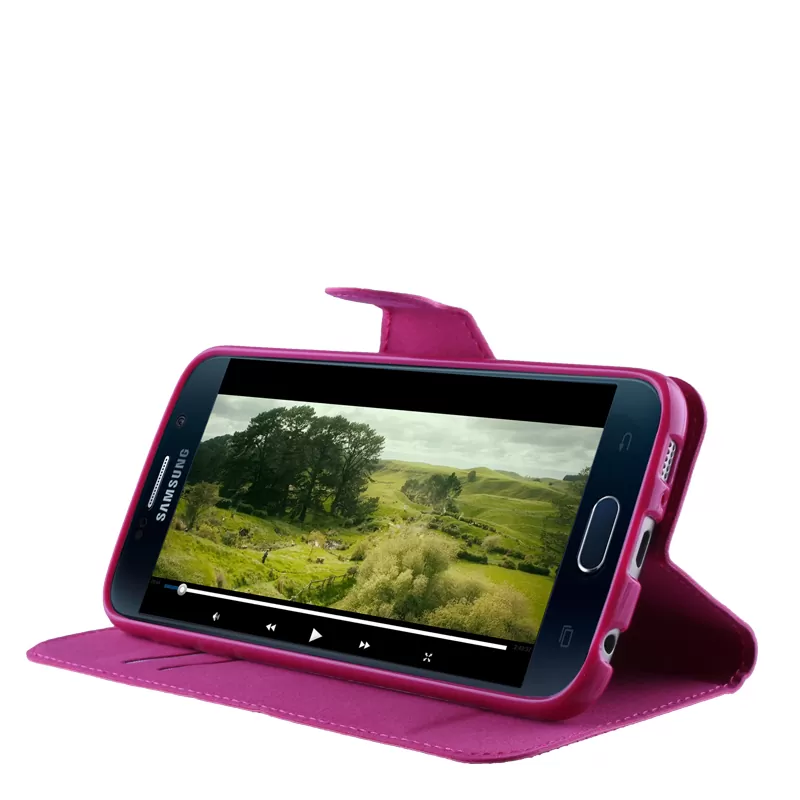 VOLTE-TEL ΘΗΚΗ SAMSUNG S6 G920 LINE LEATHER-TPU BOOK STAND PINK - Image 2