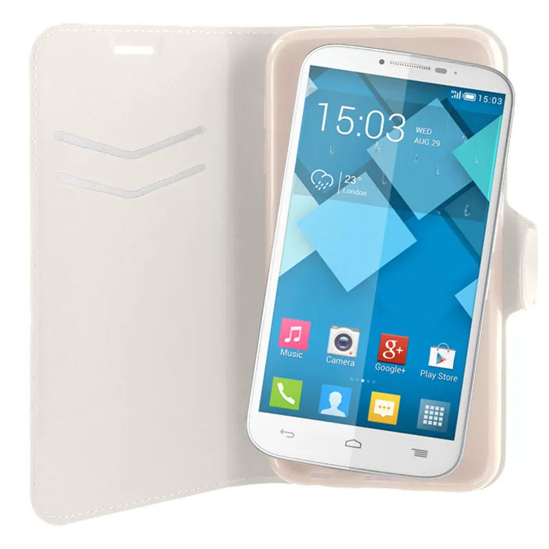 VOLTE-TEL ΘΗΚΗ ALCATEL ONE TOUCH POP C9 7047 LINE LEATHER-TPU BOOK STAND WHITE - Image 4