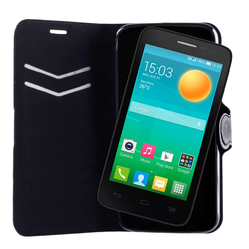 VOLTE-TEL ΘΗΚΗ ALCATEL ONE TOUCH POP D5 5038 LINE LEATHER-TPU BOOK STAND BLACK - Image 4