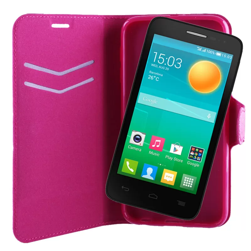 VOLTE-TEL ΘΗΚΗ ALCATEL ONE TOUCH POP D5 5038 LINE LEATHER-TPU BOOK STAND PINK - Image 4