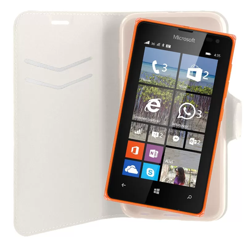 VOLTE-TEL ΘΗΚΗ MICROSOFT LUMIA 435 LINE LEATHER-TPU BOOK STAND WHITE - Image 4