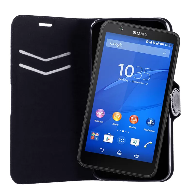 VOLTE-TEL ΘΗΚΗ SONY XPERIA E4G E2003 LINE LEATHER-TPU BOOK STAND BLACK - Image 4