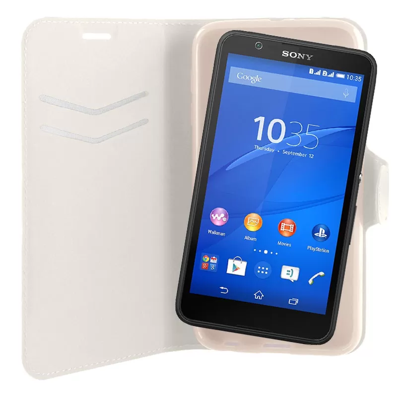 VOLTE-TEL ΘΗΚΗ SONY XPERIA E4G E2003 LINE LEATHER-TPU BOOK STAND WHITE - Image 4