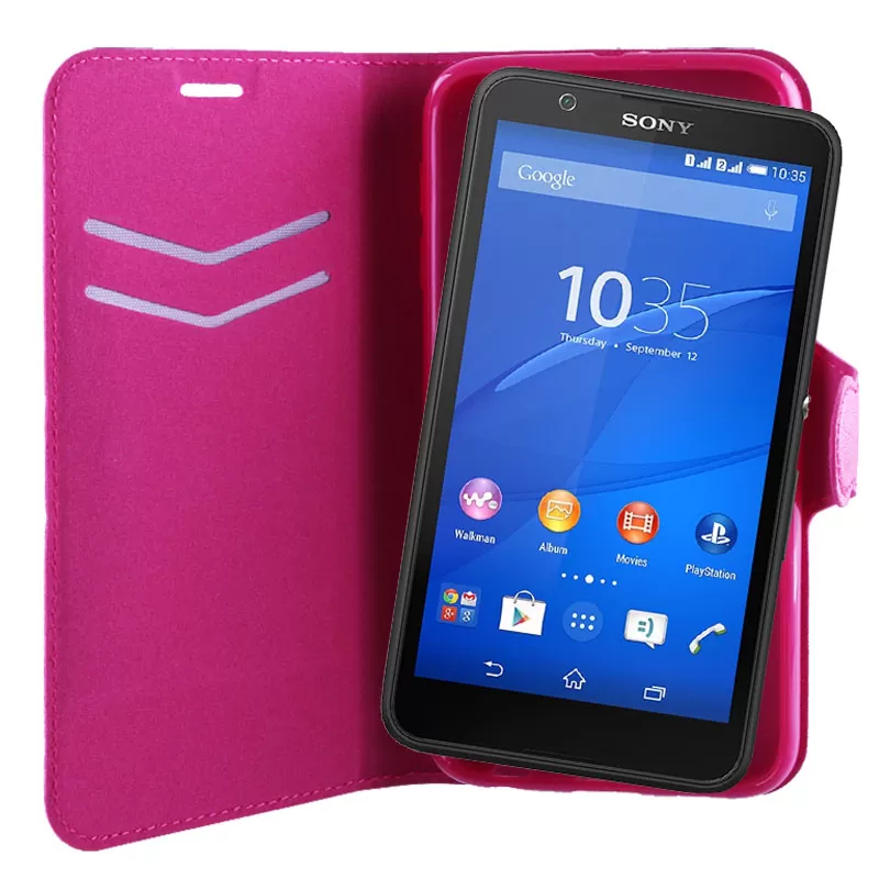 VOLTE-TEL ΘΗΚΗ SONY XPERIA E4G E2003 LINE LEATHER-TPU BOOK STAND PINK - Image 4