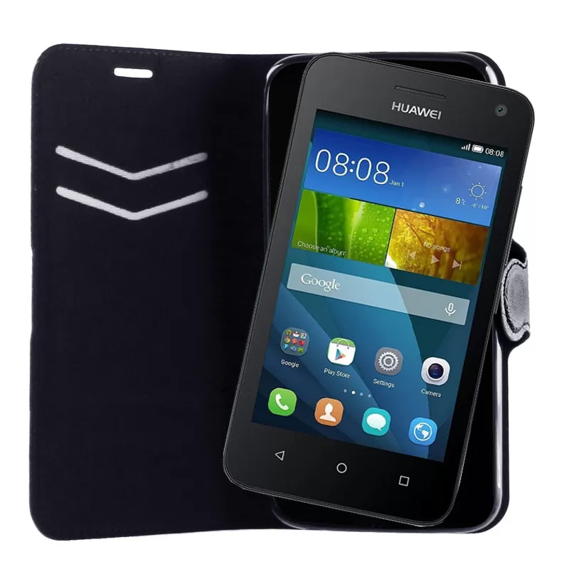 VOLTE-TEL ΘΗΚΗ HUAWEI Y360 LINE LEATHER-TPU BOOK STAND BLACK - Image 4