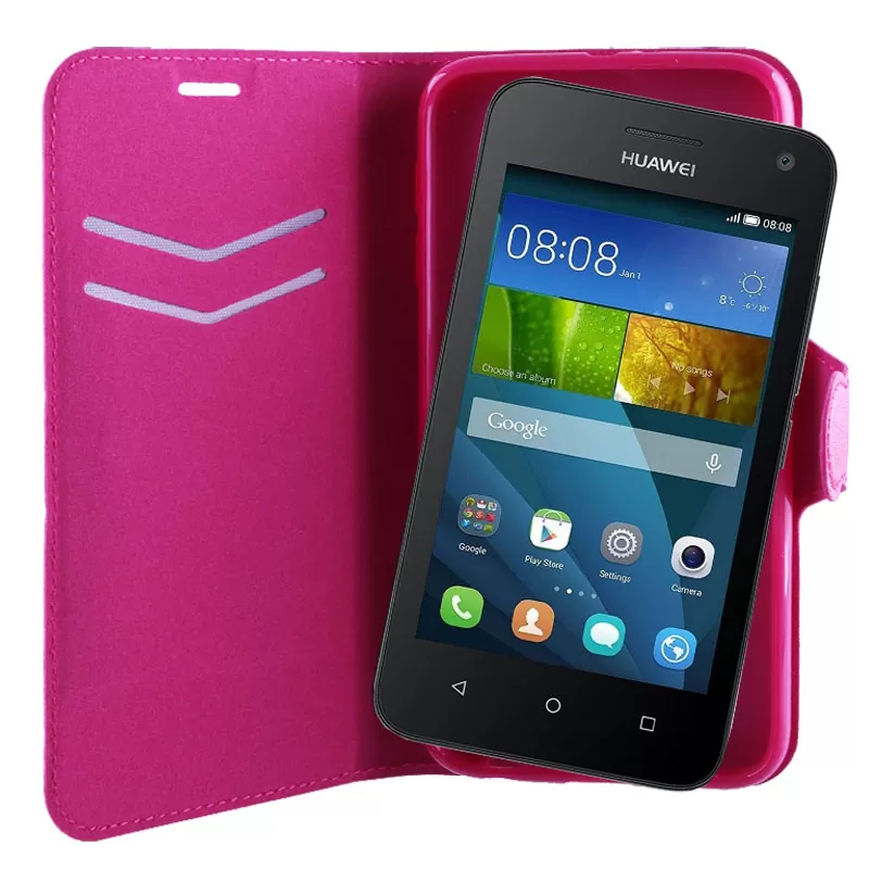 VOLTE-TEL ΘΗΚΗ HUAWEI Y360 LINE LEATHER-TPU BOOK STAND PINK - Image 4