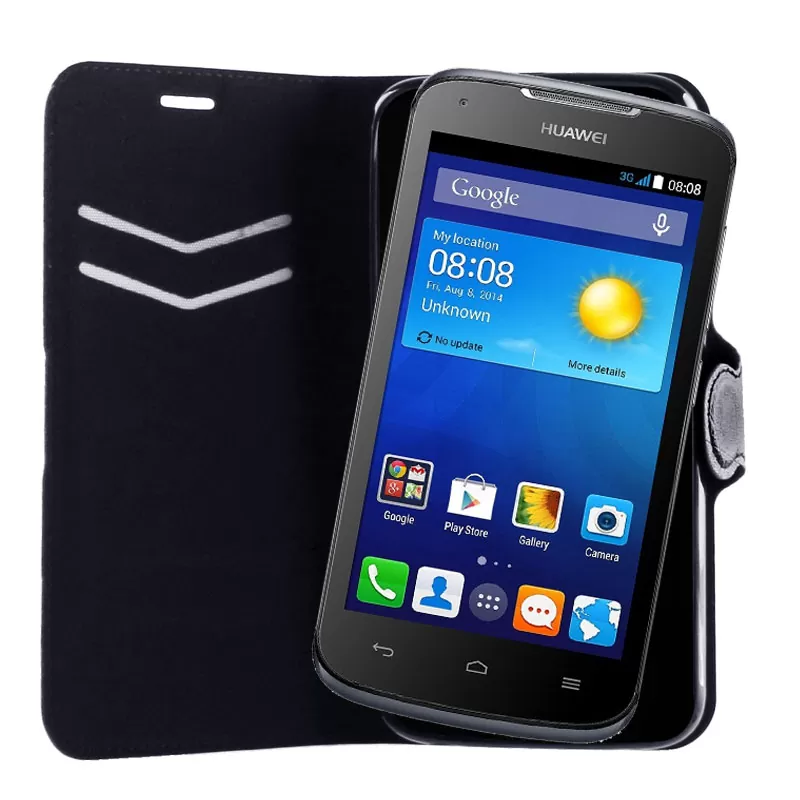 VOLTE-TEL ΘΗΚΗ HUAWEI Y540 LINE LEATHER-TPU BOOK STAND BLACK - Image 4