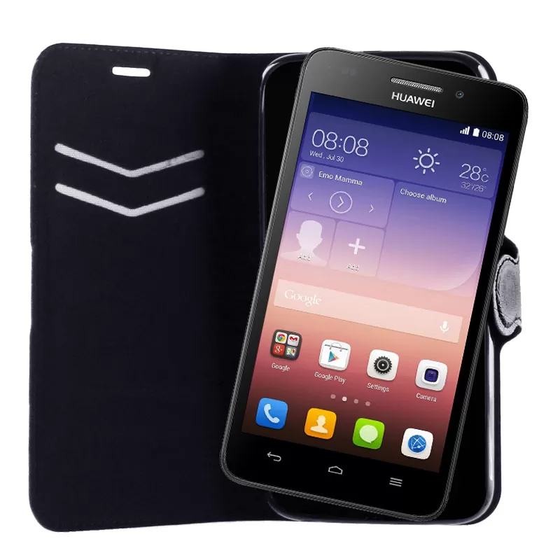 VOLTE-TEL ΘΗΚΗ HUAWEI G620/HONOR 4 PLAY LINE LEATHER-TPU BOOK STAND BLACK - Image 4