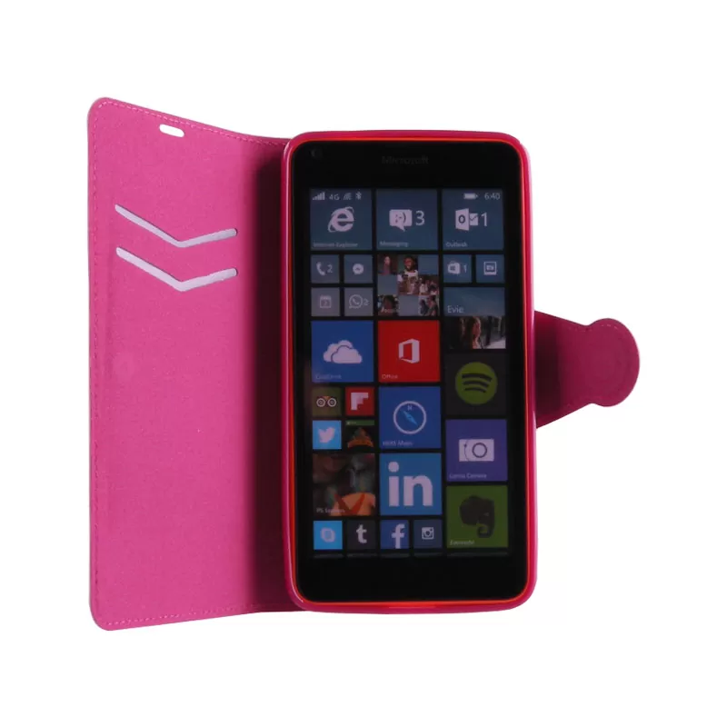 VOLTE-TEL ΘΗΚΗ MICROSOFT LUMIA 640 LINE LEATHER-TPU BOOK STAND PINK - Image 2