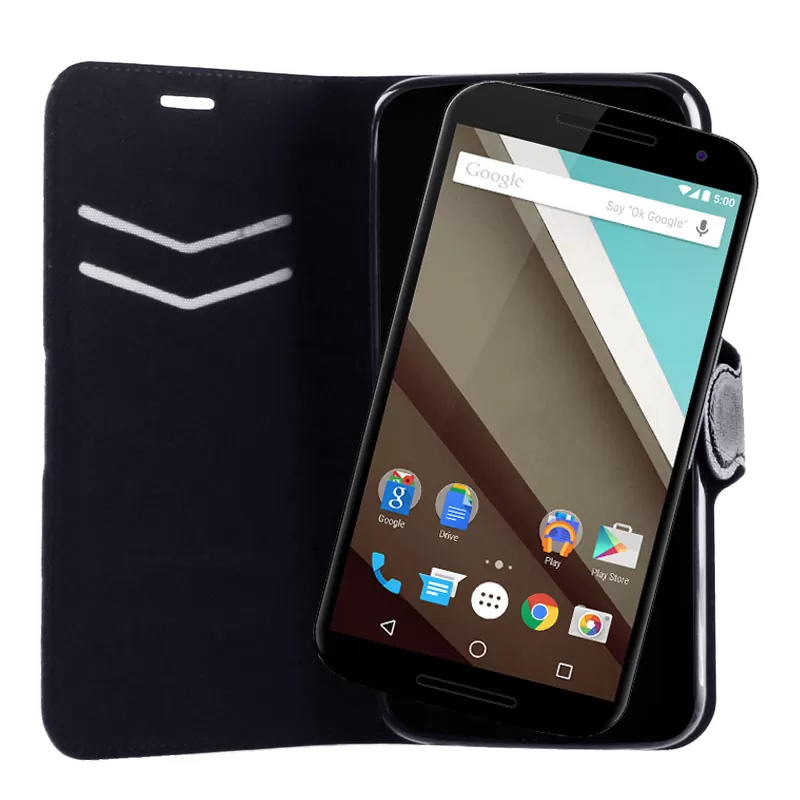 VOLTE-TEL ΘΗΚΗ MOTOROLA NEXUS6 XT1103 LINE LEATHER-TPU BOOK STAND BLACK - Image 4