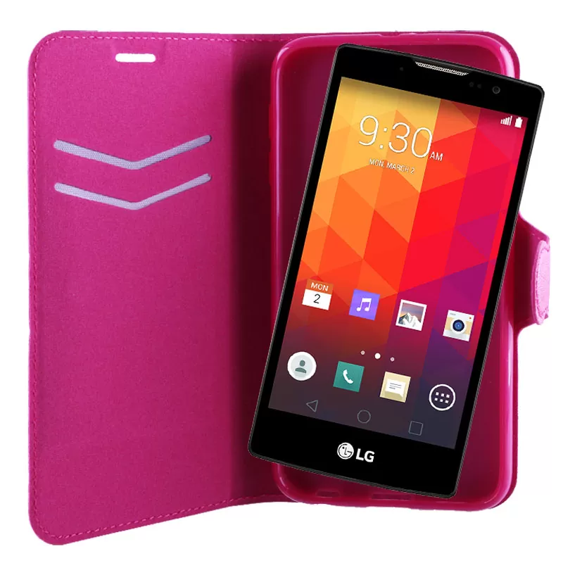 VOLTE-TEL ΘΗΚΗ LG SPIRIT H440N/H420 LINE LEATHER-TPU BOOK STAND PINK - Image 4
