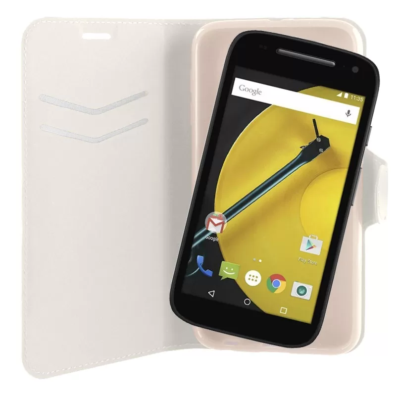 VOLTE-TEL ΘΗΚΗ MOTOROLA E2 XT1505 LINE LEATHER-TPU BOOK STAND WHITE - Image 4