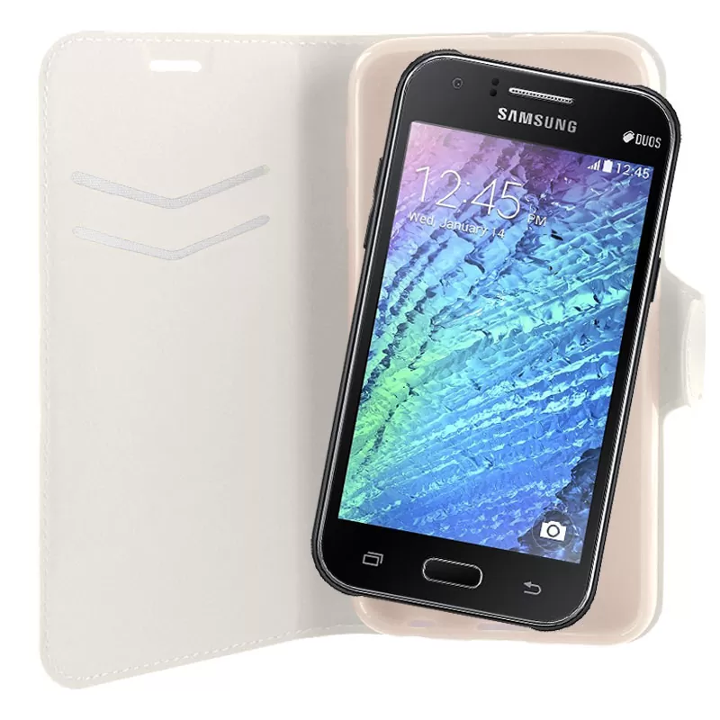 VOLTE-TEL ΘΗΚΗ SAMSUNG J1 J100 LINE LEATHER-TPU BOOK STAND WHITE - Image 4