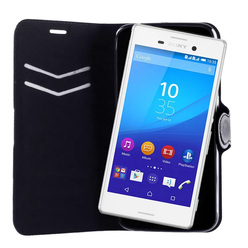 VOLTE-TEL ΘΗΚΗ SONY XPERIA M4 AQUA LINE LEATHER-TPU BOOK STAND BLACK - Image 4