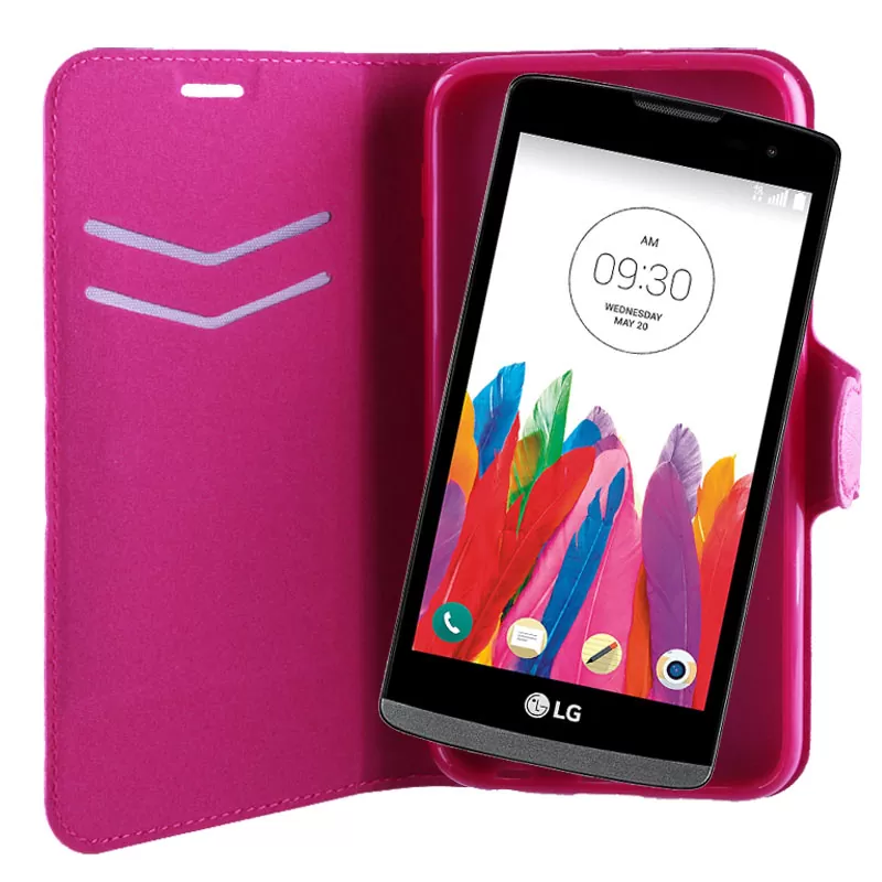 VOLTE-TEL ΘΗΚΗ LG LEON H340N/H320 LINE LEATHER-TPU BOOK STAND PINK - Image 4