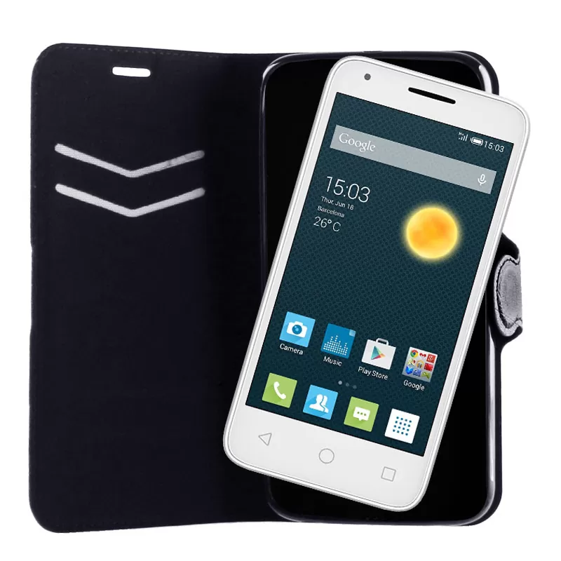 VOLTE-TEL ΘΗΚΗ ALCATEL PIXI 3 4" 4013D LINE LEATHER-TPU BOOK STAND BLACK - Image 4