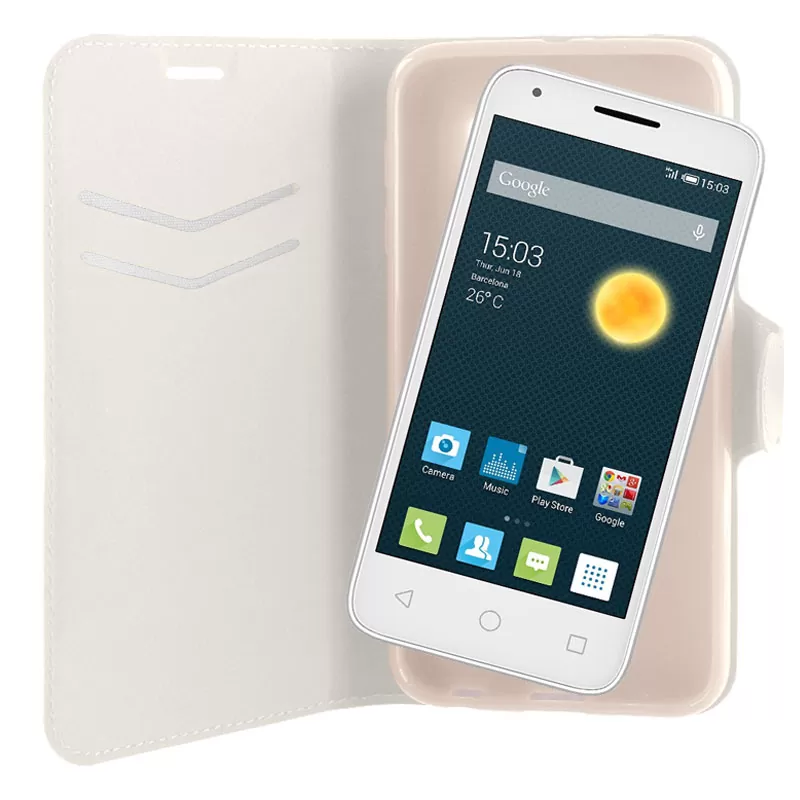 VOLTE-TEL ΘΗΚΗ ALCATEL PIXI 3 4" 4013D LINE LEATHER-TPU BOOK STAND WHITE - Image 4