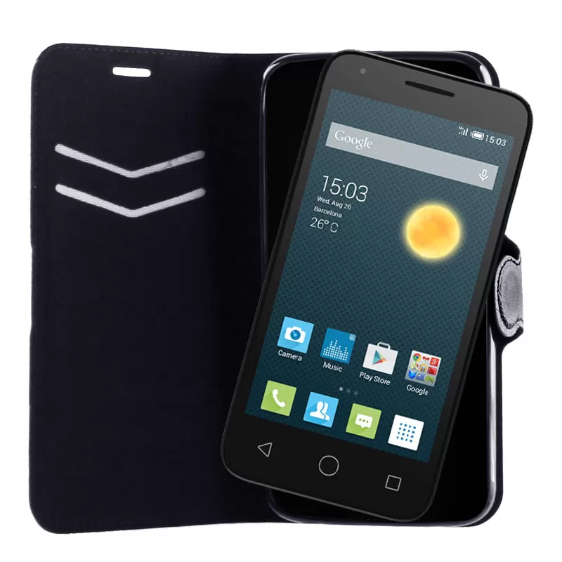 VOLTE-TEL ΘΗΚΗ ALCATEL PIXI 3 4.5" 4G 4027D LINE LEATHER-TPU BOOK STAND BLACK - Image 4