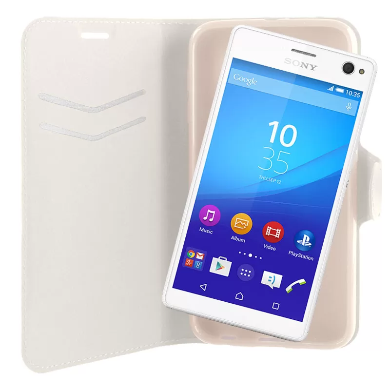 VOLTE-TEL ΘΗΚΗ SONY XPERIA C4 E5303 LINE LEATHER-TPU BOOK STAND WHITE - Image 4