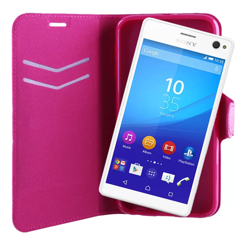 VOLTE-TEL ΘΗΚΗ SONY XPERIA C4 E5303 LINE LEATHER-TPU BOOK STAND PINK - Image 4