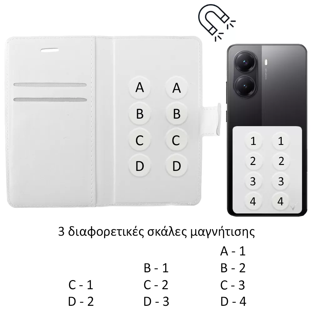 VOLTE-TEL ΘΗΚΗ UNIVERSAL 4.5"-5.1" LEATHER LINE BOOK 3M MAGNET WHITE - Image 3