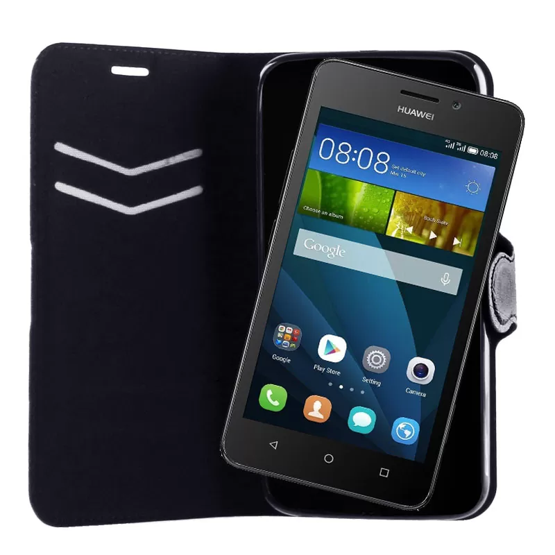 VOLTE-TEL ΘΗΚΗ HUAWEI Y635 LINE LEATHER-TPU BOOK STAND BLACK - Image 4