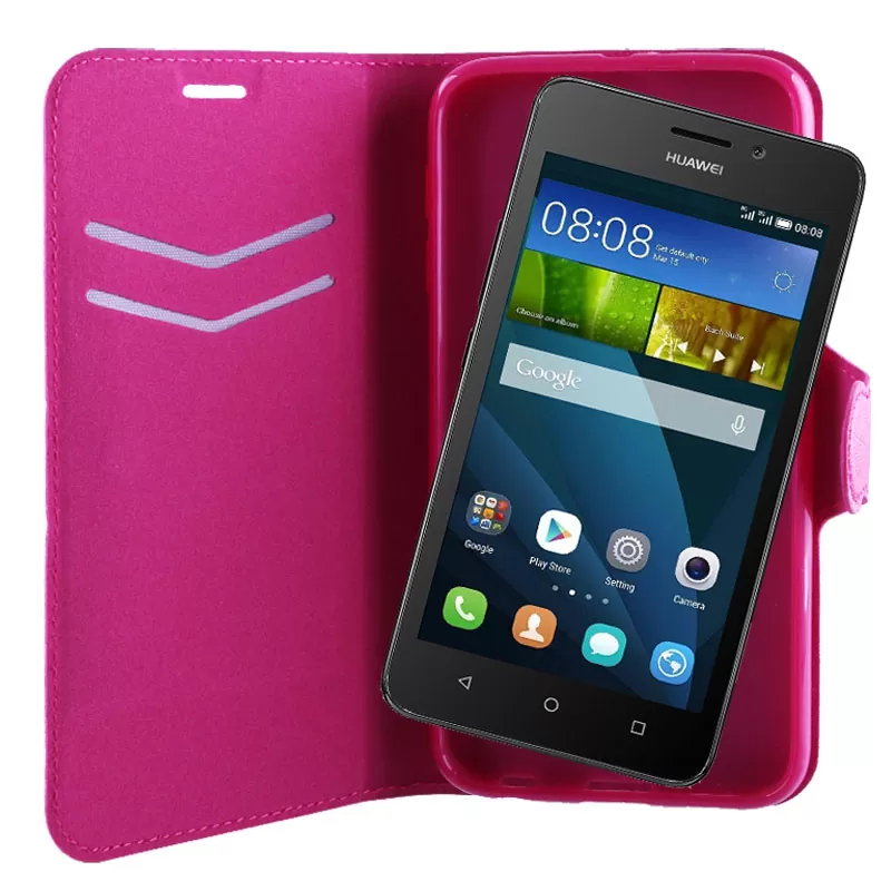 VOLTE-TEL ΘΗΚΗ HUAWEI Y635 LINE LEATHER-TPU BOOK STAND PINK - Image 4