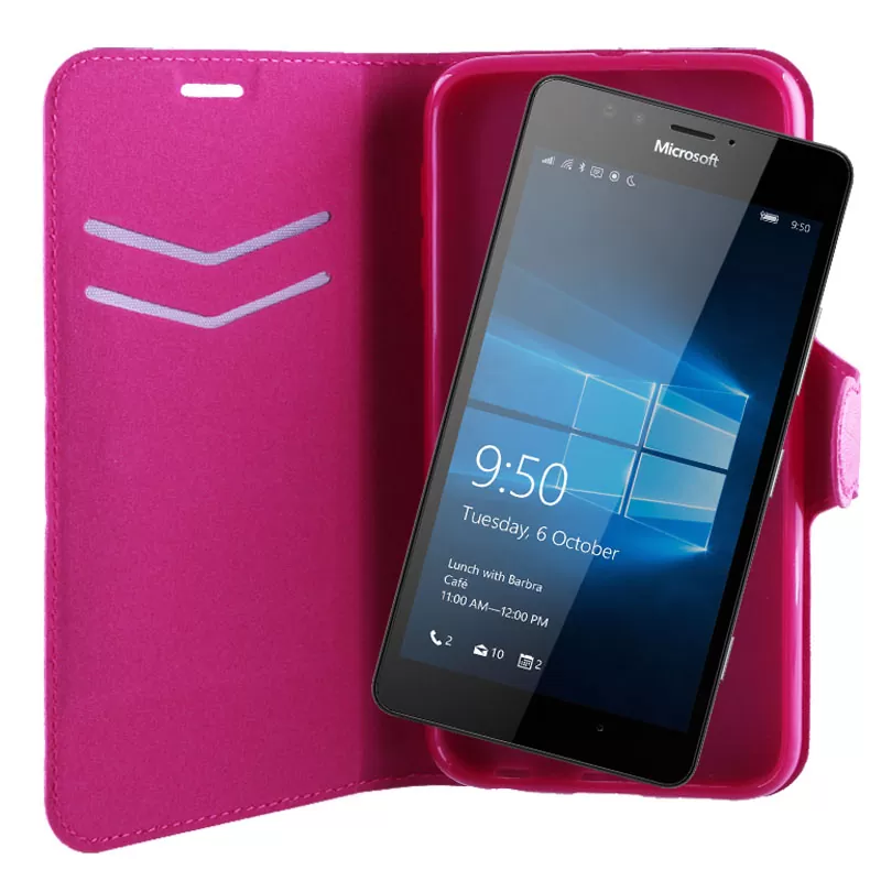 VOLTE-TEL ΘΗΚΗ MICROSOFT LUMIA 950 LINE LEATHER-TPU BOOK STAND PINK - Image 4