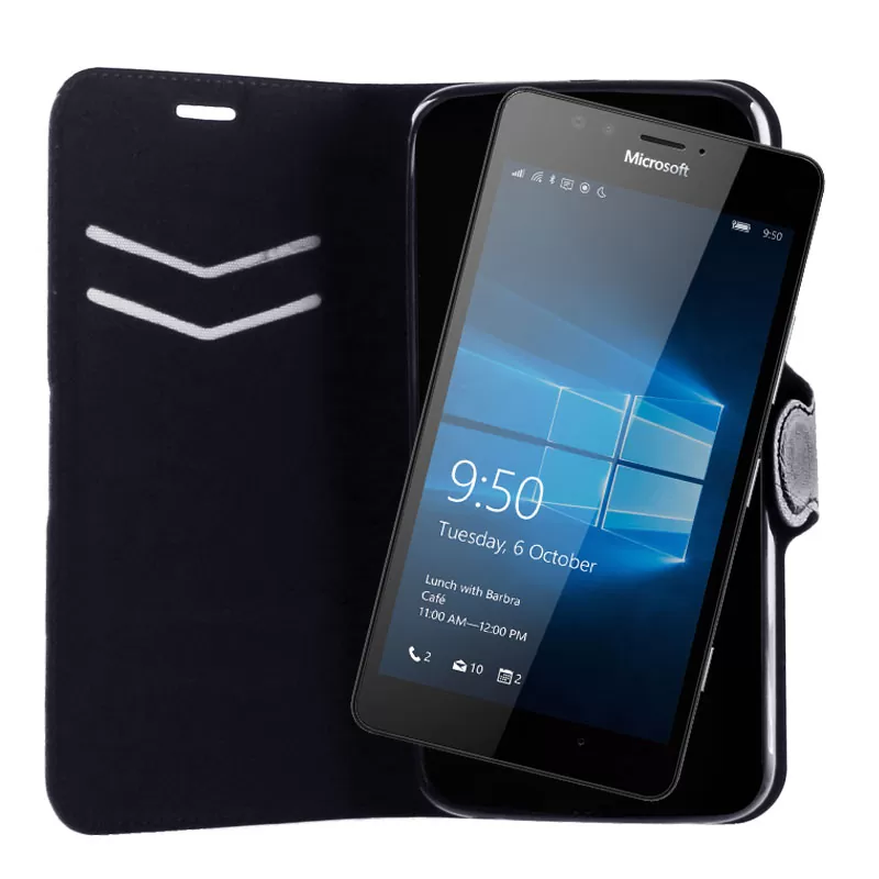 VOLTE-TEL ΘΗΚΗ MICROSOFT LUMIA 950 XL LINE LEATHER-TPU BOOK STAND BLACK - Image 4