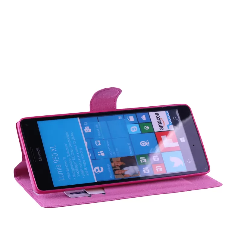 VOLTE-TEL ΘΗΚΗ MICROSOFT LUMIA 950 XL LINE LEATHER-TPU BOOK STAND PINK - Image 5