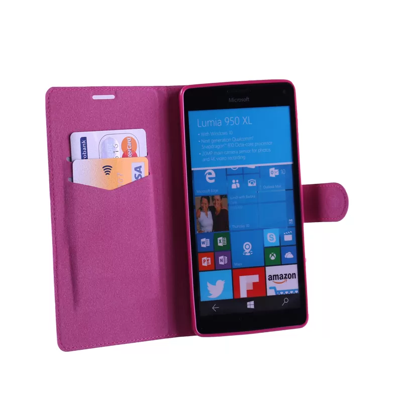 VOLTE-TEL ΘΗΚΗ MICROSOFT LUMIA 950 XL LINE LEATHER-TPU BOOK STAND PINK - Image 2