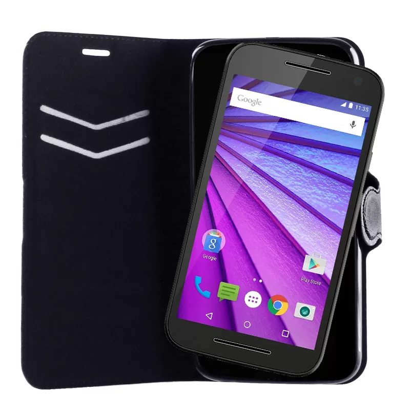 VOLTE-TEL ΘΗΚΗ MOTOROLA MOTO G3 XT1541 LINE LEATHER-TPU BOOK STAND BLACK - Image 4