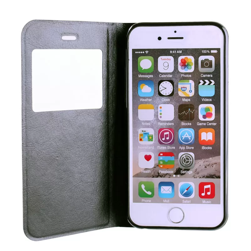 VOLTE-TEL ΘΗΚΗ IPHONE 6S/6 4.7" LEATHER-TPU VIEW BOOK STAND BLACK - Image 5