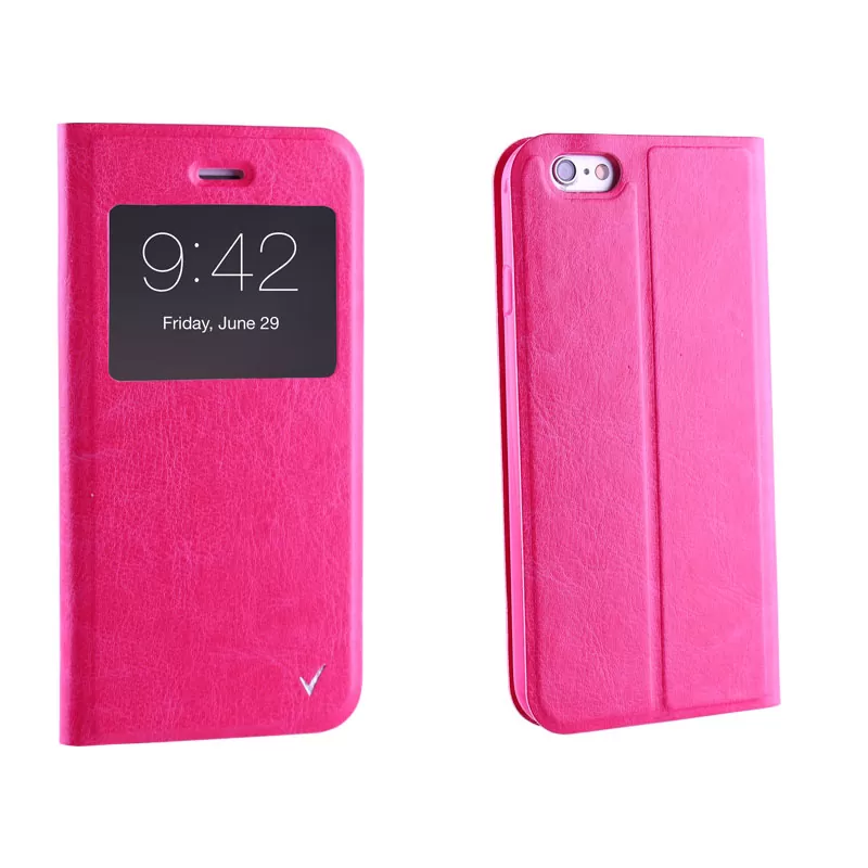 VOLTE-TEL ΘΗΚΗ IPHONE 6S/6 4.7" LEATHER-TPU VIEW BOOK STAND PINK - Image 5