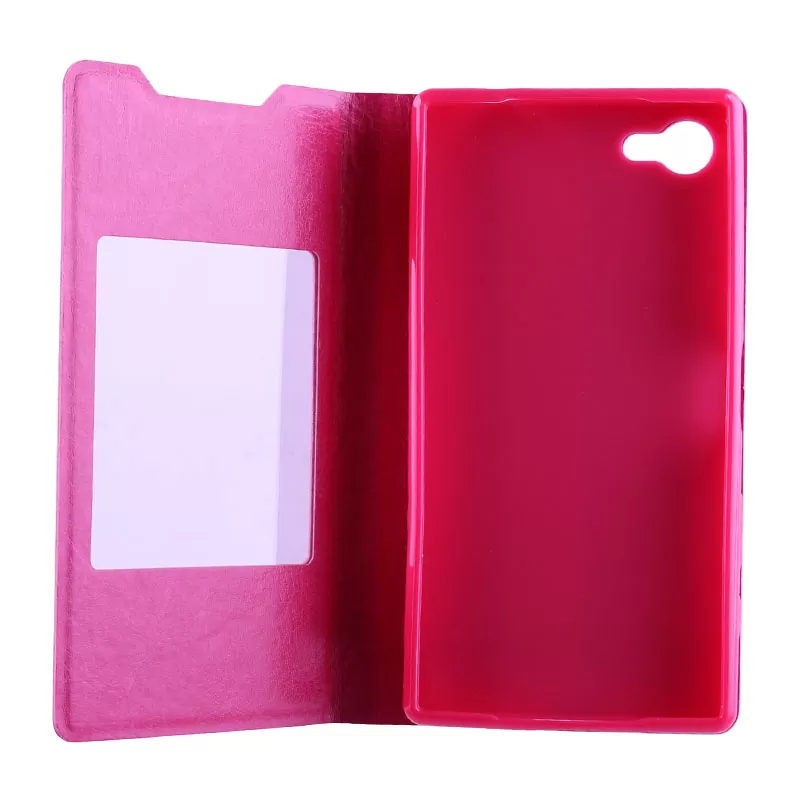 VOLTE-TEL ΘΗΚΗ SONY XPERIA Z5 E6653 LEATHER-TPU VIEW BOOK STAND PINK - Image 4