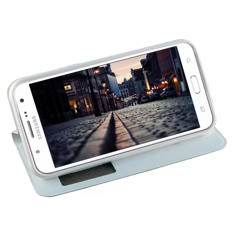 VOLTE-TEL ΘΗΚΗ SAMSUNG J5 J500 LEATHER-TPU VIEW BOOK STAND WHITE - Image 2