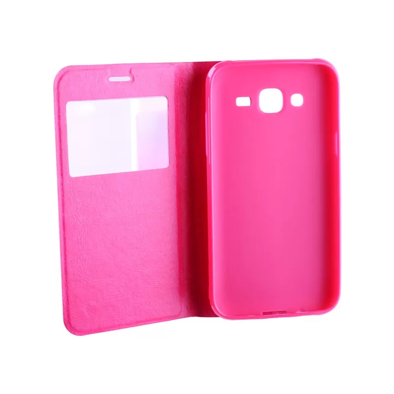 VOLTE-TEL ΘΗΚΗ SAMSUNG J5 J500 LEATHER-TPU VIEW BOOK STAND PINK - Image 4