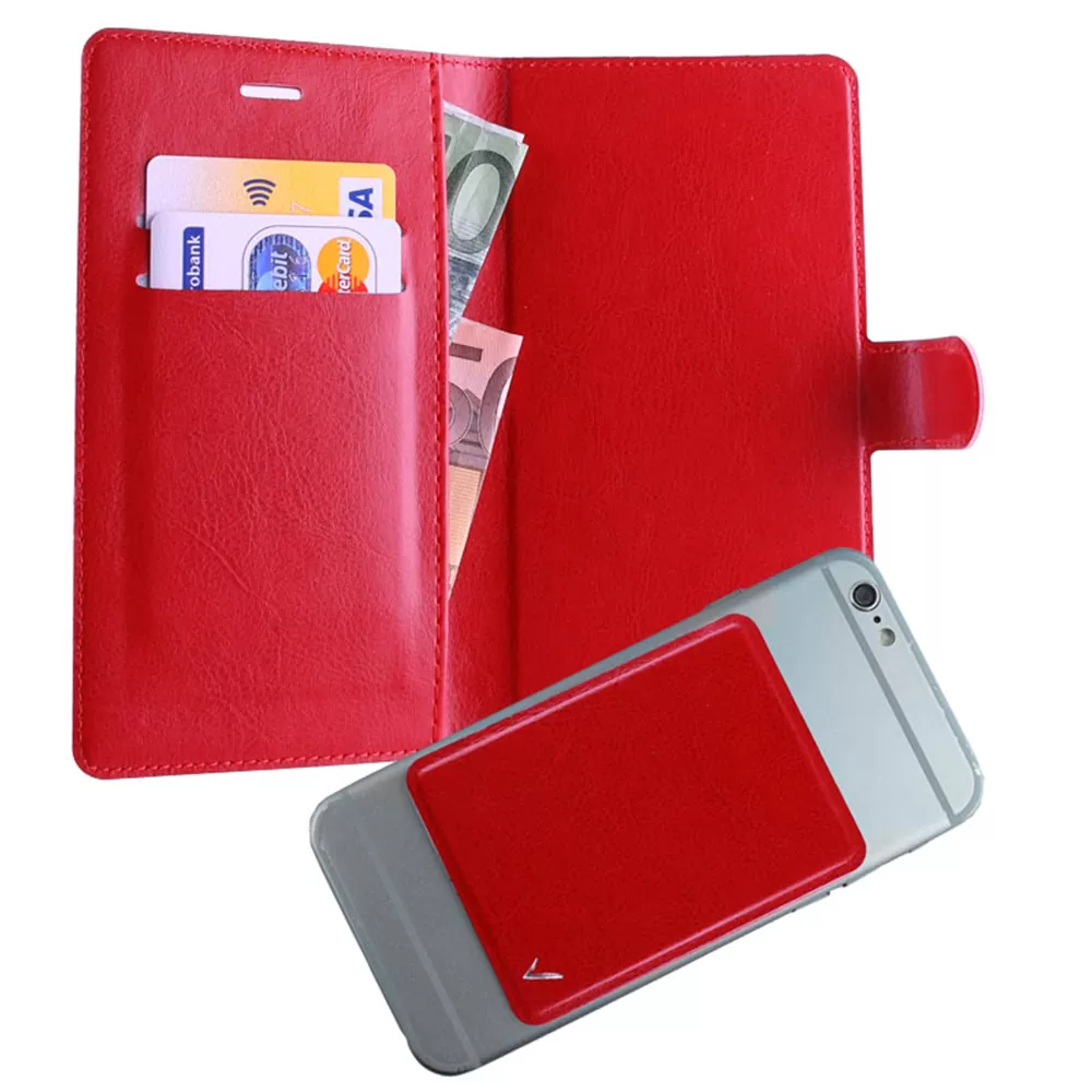 VOLTE-TEL ΘΗΚΗ UNIVERSAL 4.5"-5.1" LEATHER BOOK 3M MAGNET RED - Image 4