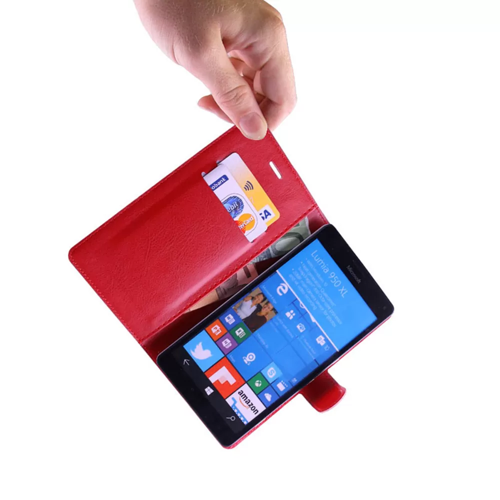 VOLTE-TEL ΘΗΚΗ UNIVERSAL 4.5"-5.1" LEATHER BOOK 3M MAGNET RED - Image 2