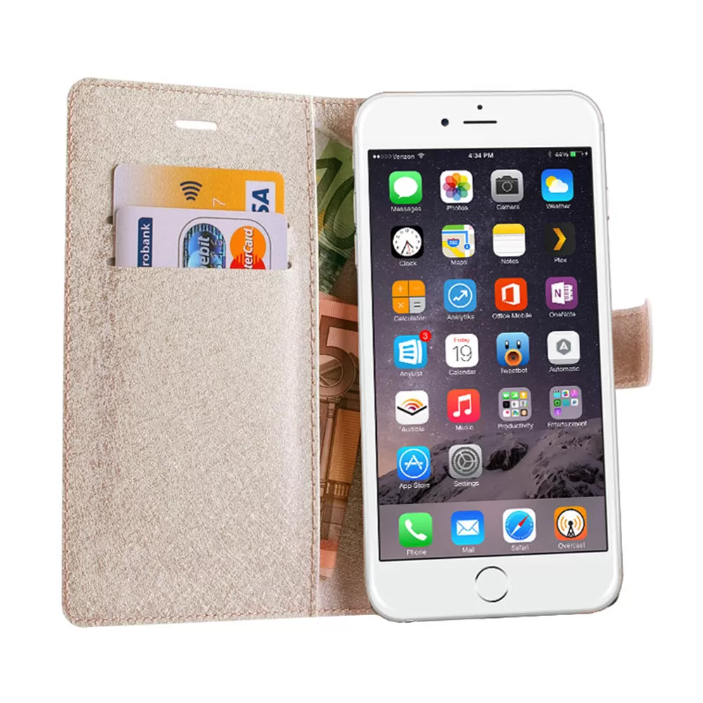 VOLTE-TEL ΘΗΚΗ UNIVERSAL 4.5"-5.1" LEATHER GOLD BOOK 3M MAGNET - Image 3