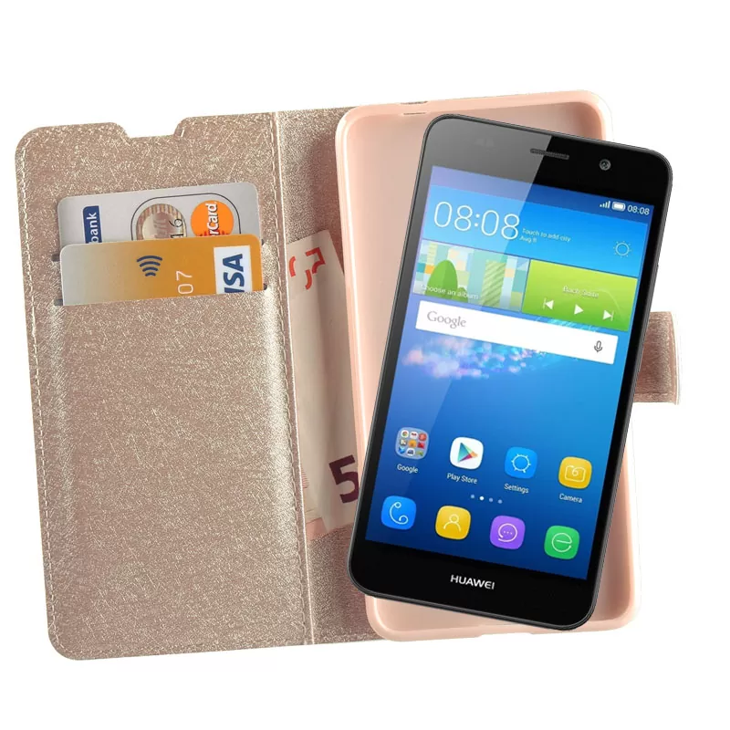 VOLTE-TEL ΘΗΚΗ HUAWEI Y6 LEATHER GOLD-TPU BOOK STAND - Image 4
